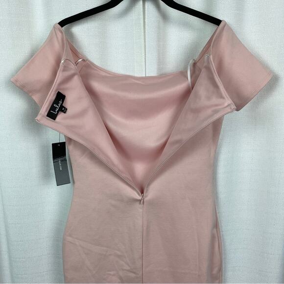 Lulus Baby Pink Oh My Off The Shoulder Body Con Mini Dress Sz.M NWT - Picture 13 of 16